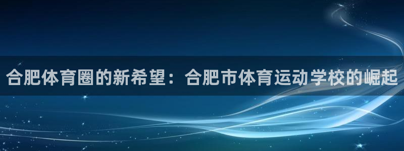 海南千亿国际官网下载发展怎么样：合肥体育圈的新希望：合肥市体